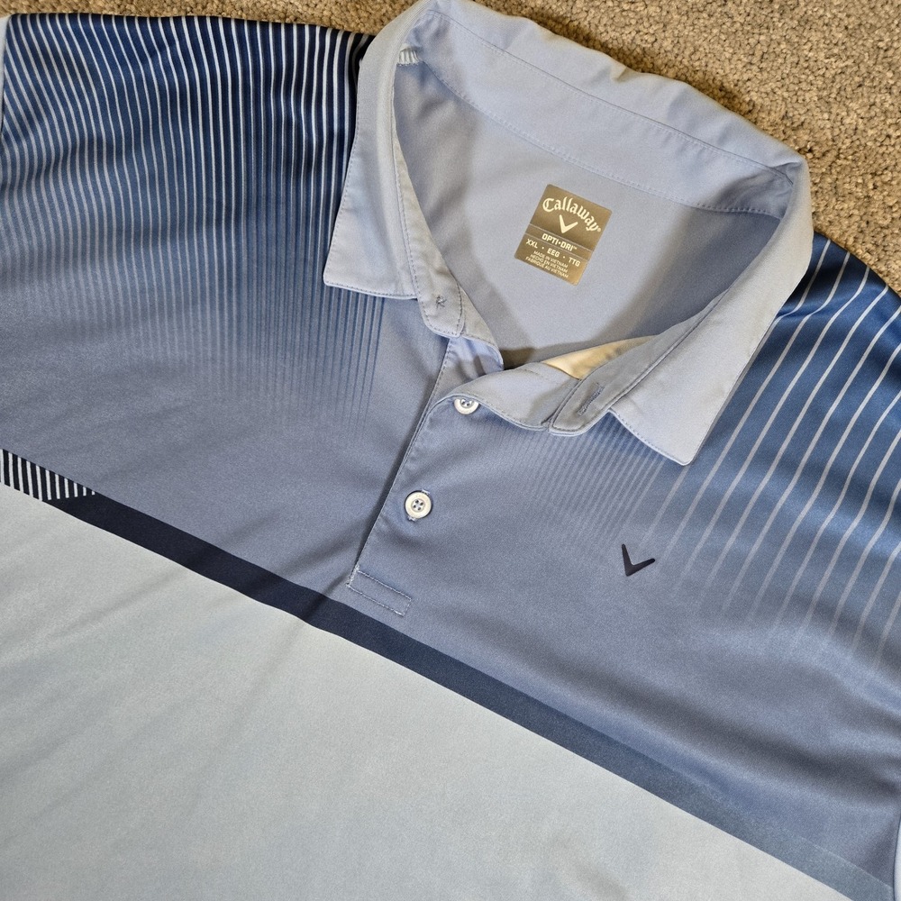 Callaway Opti-Dri Polo Mens 2XL Two Tone Blue Print Golf Performance